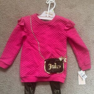 Kids Juicy Couture Pink Quilted Sweater Set with Purse Design